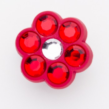 Daisy Red & White Crystal Charm