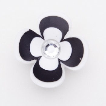 Brilliant Crystal Black & White Flower Charm