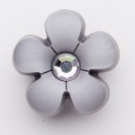 Brilliant Crystal Metallic Silver Flower Charm